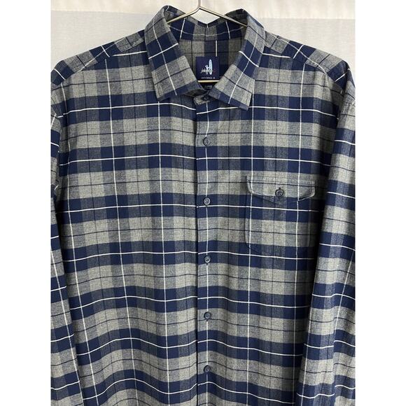 Johnnie O Shirt Mens Whitman Classic Plaid Blue Flannel Button Up Heritage - Picture 2 of 5